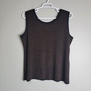 Exclusively Misook‎ Women's Brown Black Trim 2X Tank Top Sleeveless Acrylic